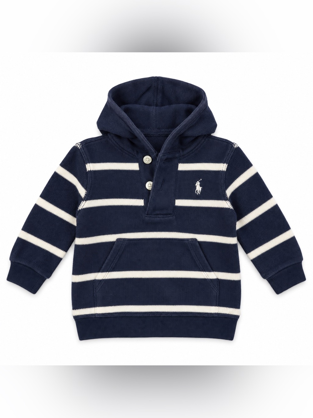 Ralph Lauren Navy & White Striped Hooded Sweater - Kids/3M